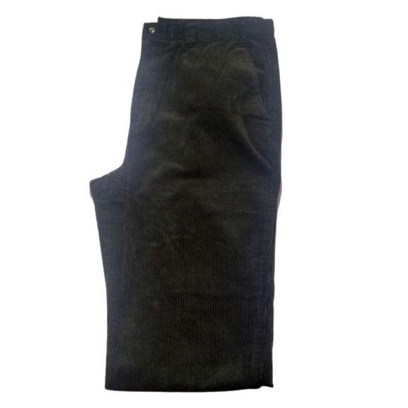 Kingsize Mens UNHEMMED Expandable Waist Corduroy Pleat-Front Pants Dark Green - Picture 3 of 4